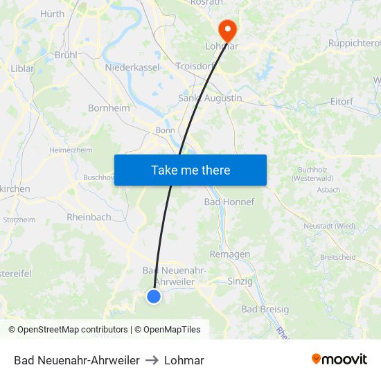 Bad Neuenahr-Ahrweiler to Lohmar map