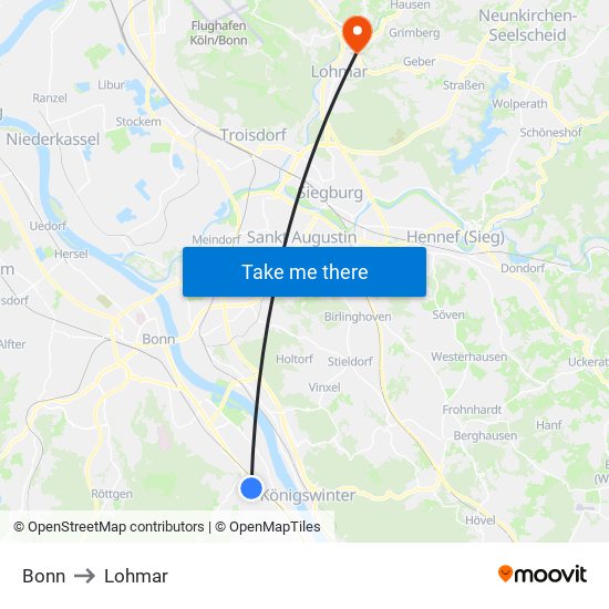 Bonn to Lohmar map