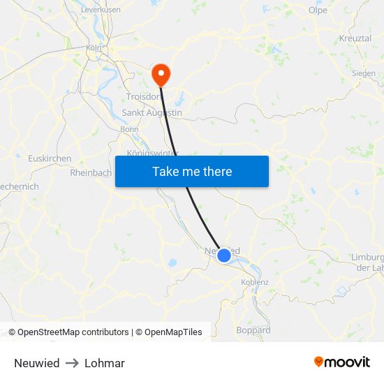Neuwied to Lohmar map