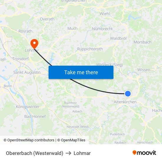 Obererbach (Westerwald) to Lohmar map