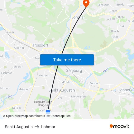 Sankt Augustin to Lohmar map