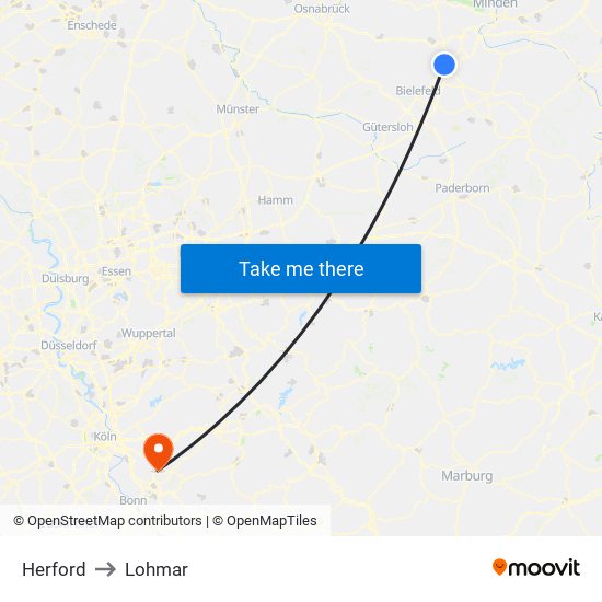 Herford to Lohmar map