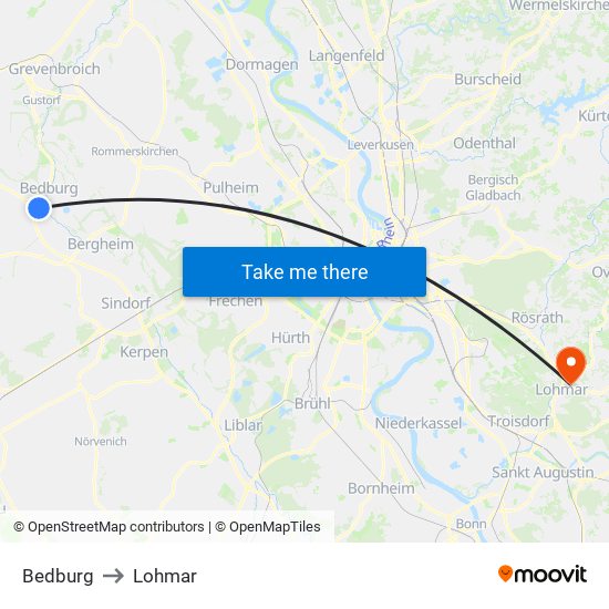 Bedburg to Lohmar map