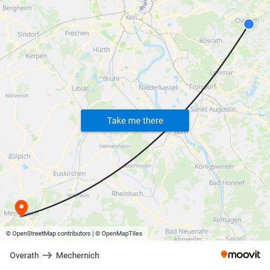 Overath to Mechernich map