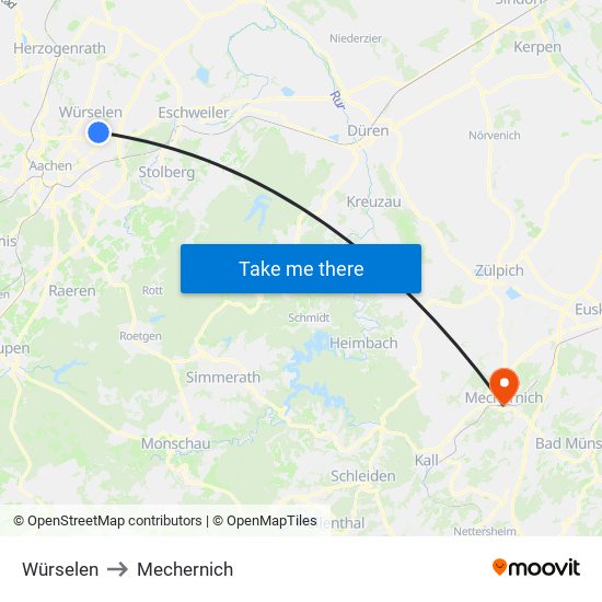 Würselen to Mechernich map