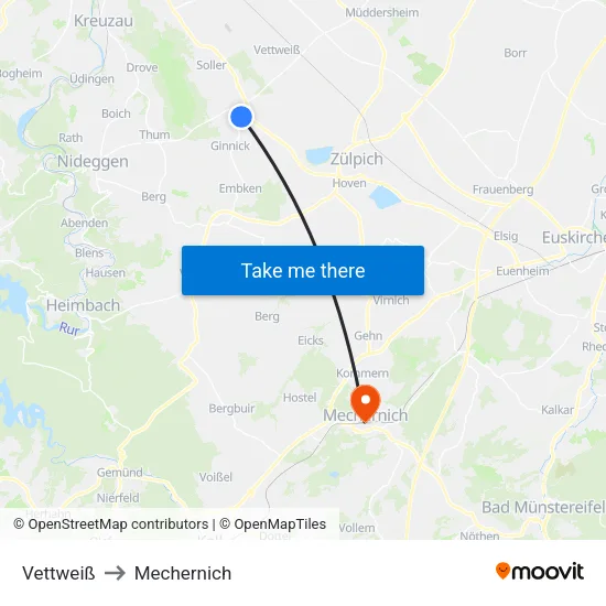 Vettweiß to Mechernich map