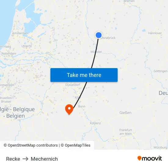 Recke to Mechernich map