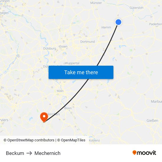 Beckum to Mechernich map