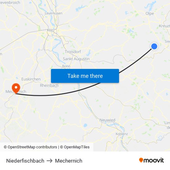 Niederfischbach to Mechernich map