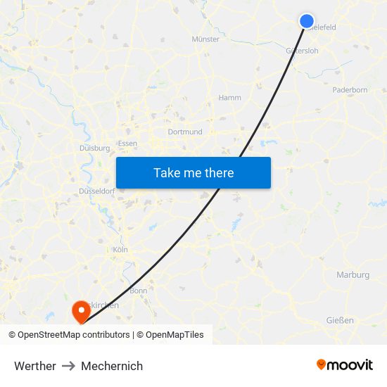 Werther to Mechernich map