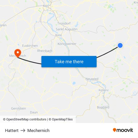 Hattert to Mechernich map