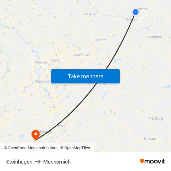 Steinhagen to Mechernich map