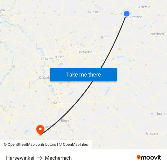 Harsewinkel to Mechernich map