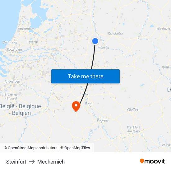 Steinfurt to Mechernich map