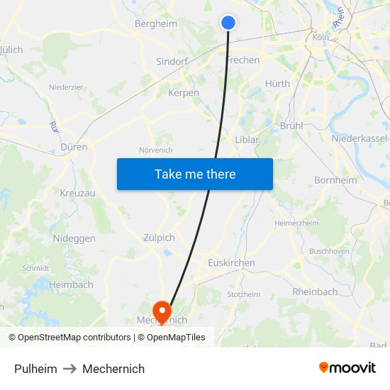 Pulheim to Mechernich map