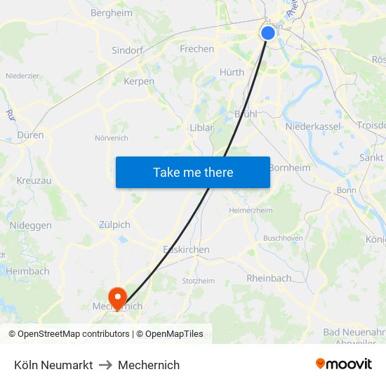 Köln Neumarkt to Mechernich map