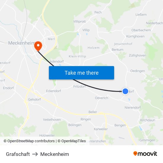 Grafschaft to Meckenheim map