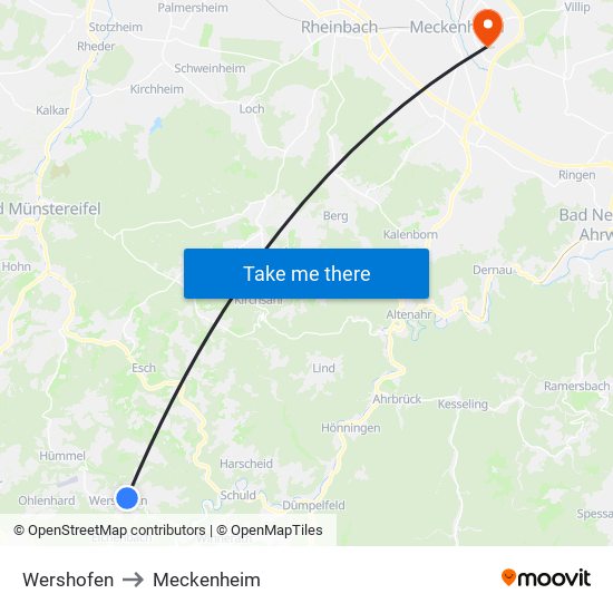 Wershofen to Meckenheim map