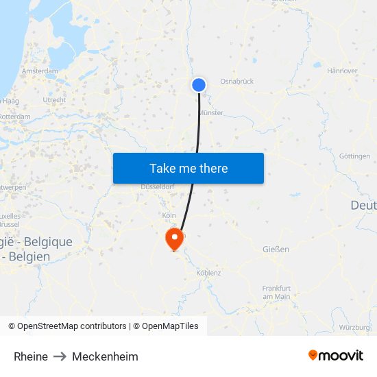 Rheine to Meckenheim map