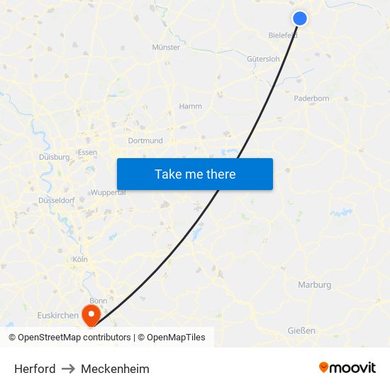 Herford to Meckenheim map