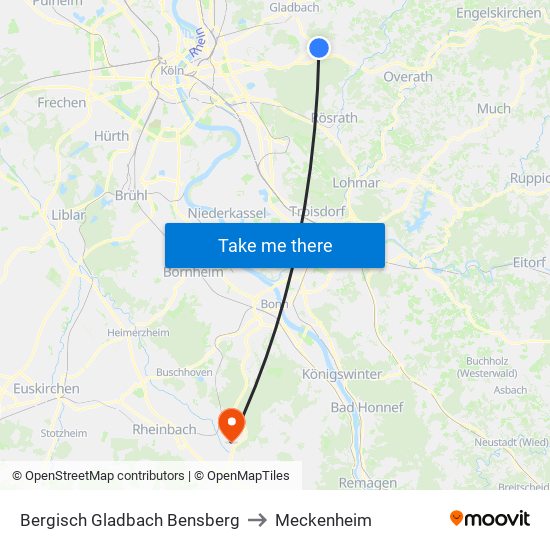 Bergisch Gladbach Bensberg to Meckenheim map