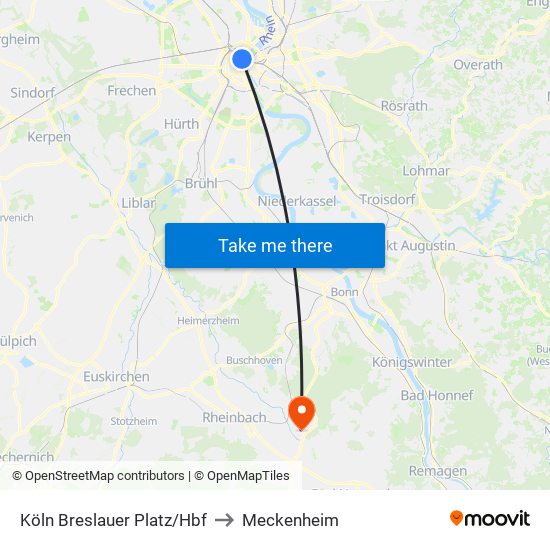 Köln Breslauer Platz/Hbf to Meckenheim map