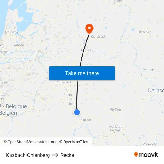 Kasbach-Ohlenberg to Recke map