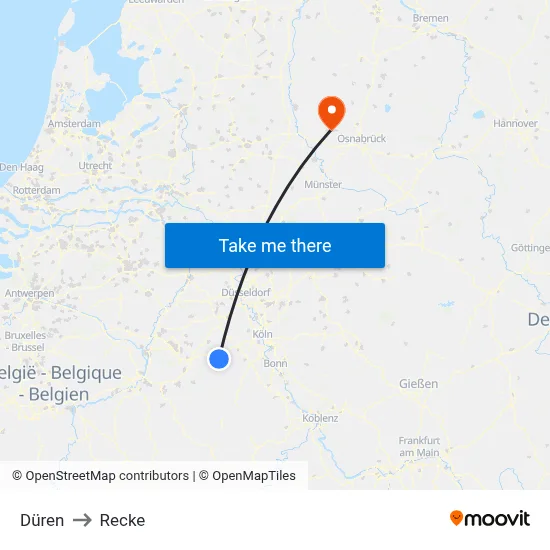 Düren to Recke map