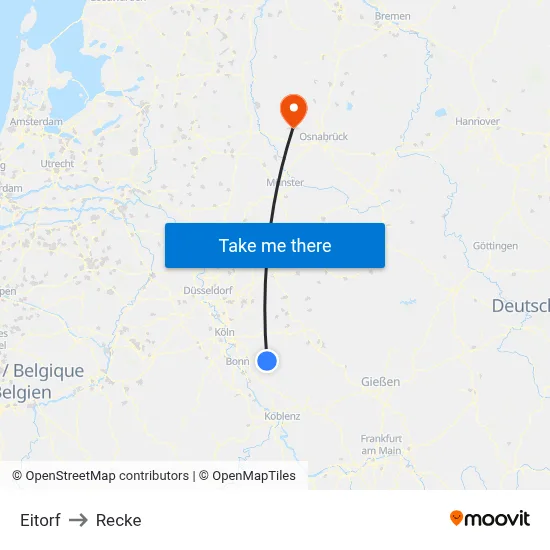 Eitorf to Recke map