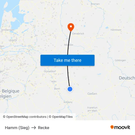 Hamm (Sieg) to Recke map