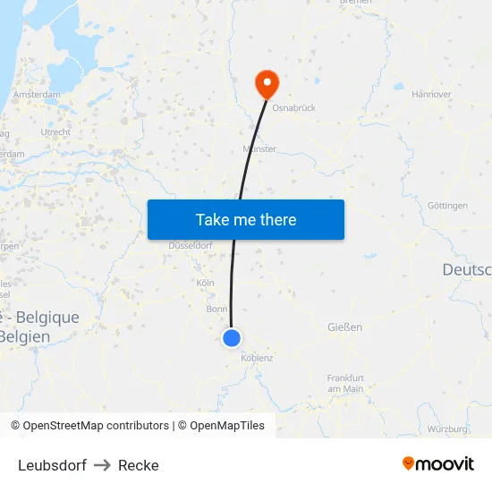 Leubsdorf to Recke map