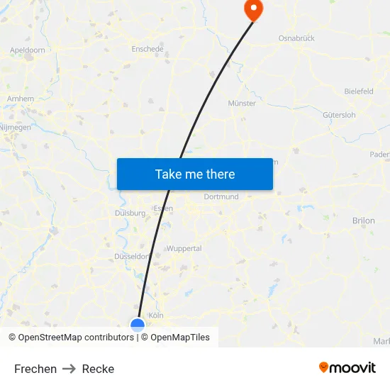 Frechen to Recke map