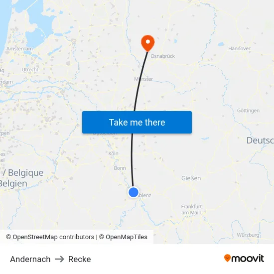 Andernach to Recke map