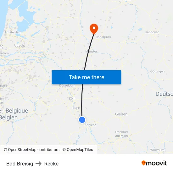Bad Breisig to Recke map