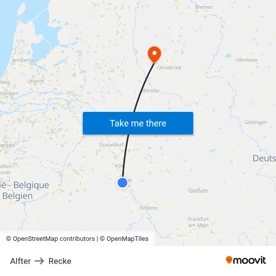Alfter to Recke map