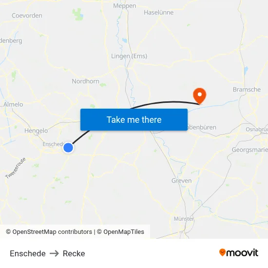 Enschede to Recke map