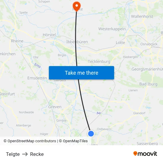 Telgte to Recke map