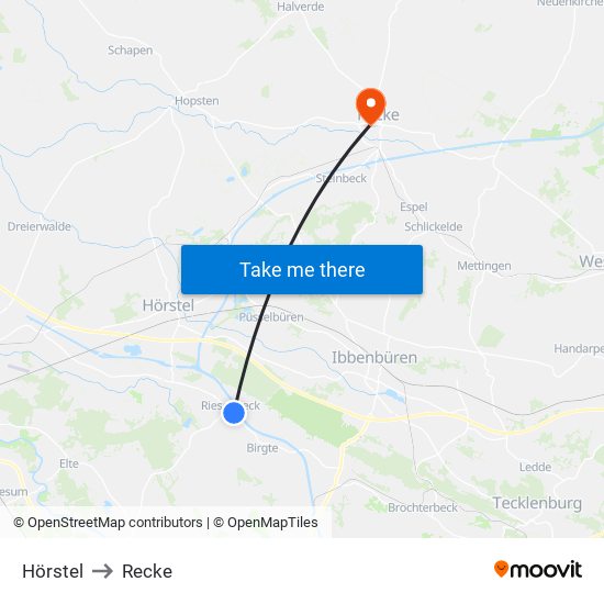 Hörstel to Recke map