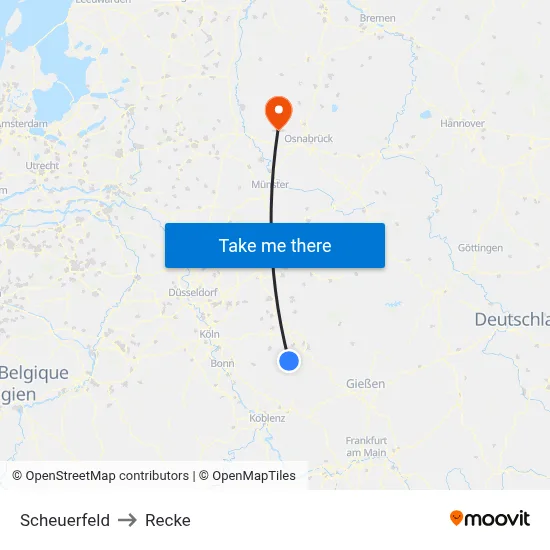 Scheuerfeld to Recke map