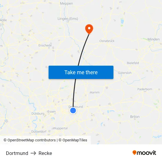 Dortmund to Recke map