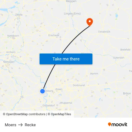 Moers to Recke map