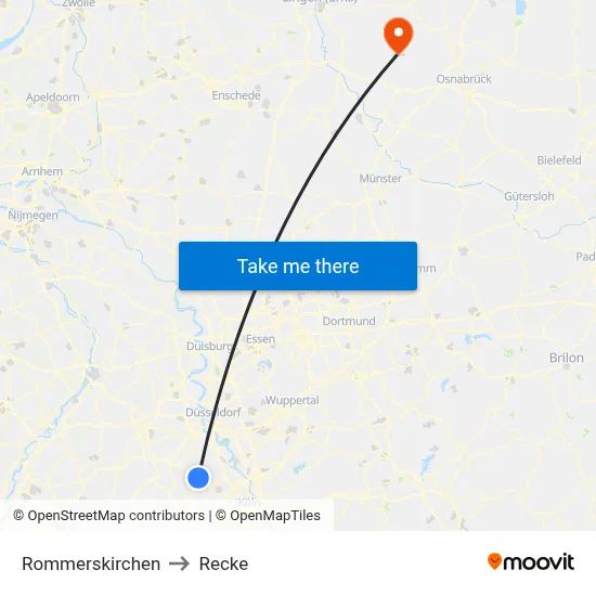 Rommerskirchen to Recke map