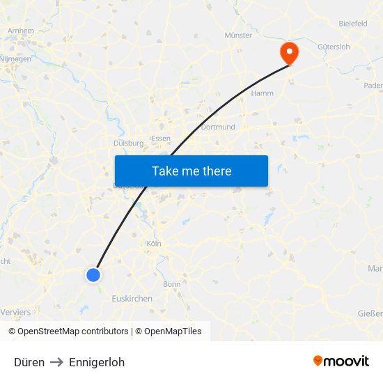 Düren to Ennigerloh map