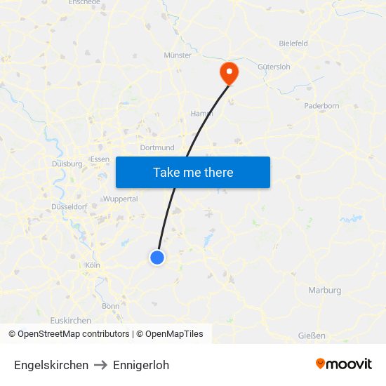 Engelskirchen to Ennigerloh map