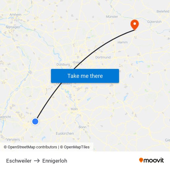 Eschweiler to Ennigerloh map