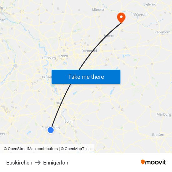 Euskirchen to Ennigerloh map