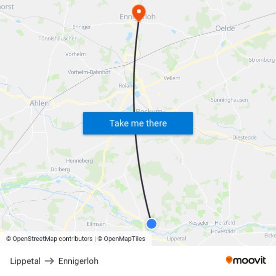 Lippetal to Ennigerloh map