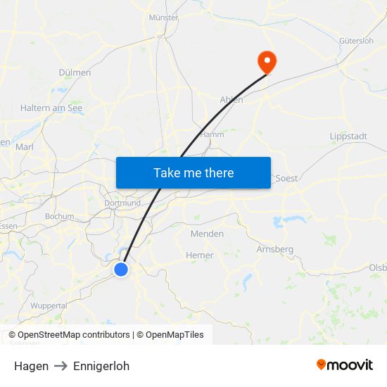 Hagen to Ennigerloh map