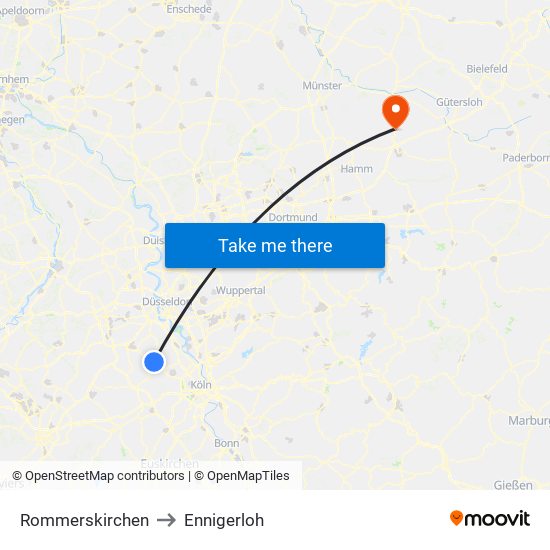 Rommerskirchen to Ennigerloh map