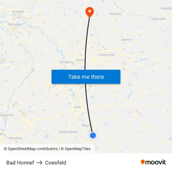 Bad Honnef to Coesfeld map